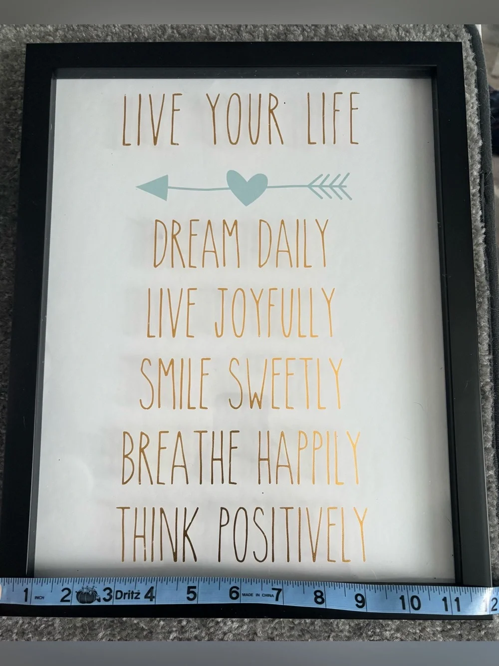Hobby Lobby Mint Heart & Gold Lettering Inspirational Wall Art 12” x 15”